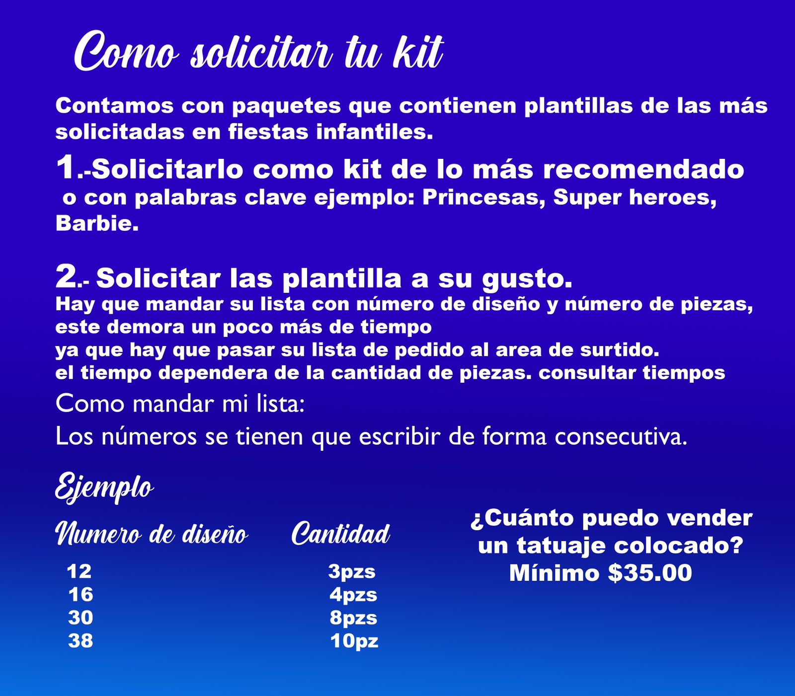 Precios por separado